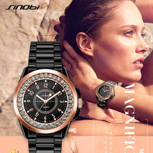 Load image into Gallery viewer, SINOBI Fashion Women Diamonds Wrist Watches Imitation Ceramics Watchband Top Luxury Brand Dress Ladies Geneva Quartz Clock 2019