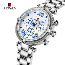 Load image into Gallery viewer, REWARD Luxury Brand Women Fashion Watches Steel Waterproof Sport Quartz Chronograph Military Watch Female Clock Relogio Feminino