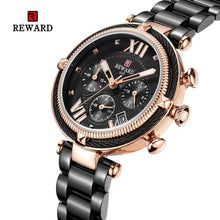 Load image into Gallery viewer, REWARD Luxury Brand Women Fashion Watches Steel Waterproof Sport Quartz Chronograph Military Watch Female Clock Relogio Feminino