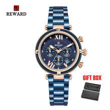 Load image into Gallery viewer, REWARD Luxury Brand Women Fashion Watches Steel Waterproof Sport Quartz Chronograph Military Watch Female Clock Relogio Feminino