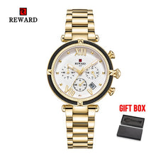Load image into Gallery viewer, REWARD Luxury Brand Women Fashion Watches Steel Waterproof Sport Quartz Chronograph Military Watch Female Clock Relogio Feminino