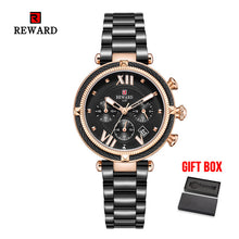 Load image into Gallery viewer, REWARD Luxury Brand Women Fashion Watches Steel Waterproof Sport Quartz Chronograph Military Watch Female Clock Relogio Feminino
