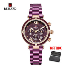 Load image into Gallery viewer, REWARD Luxury Brand Women Fashion Watches Steel Waterproof Sport Quartz Chronograph Military Watch Female Clock Relogio Feminino